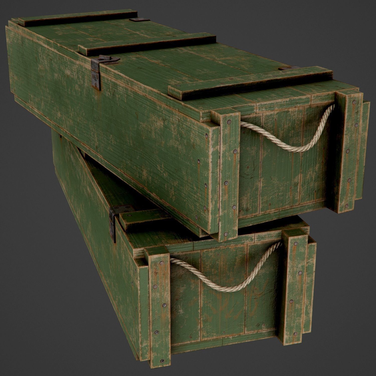 Painted Wooden Ammo Box - PBR Game-Ready Low-poly 3D model_1