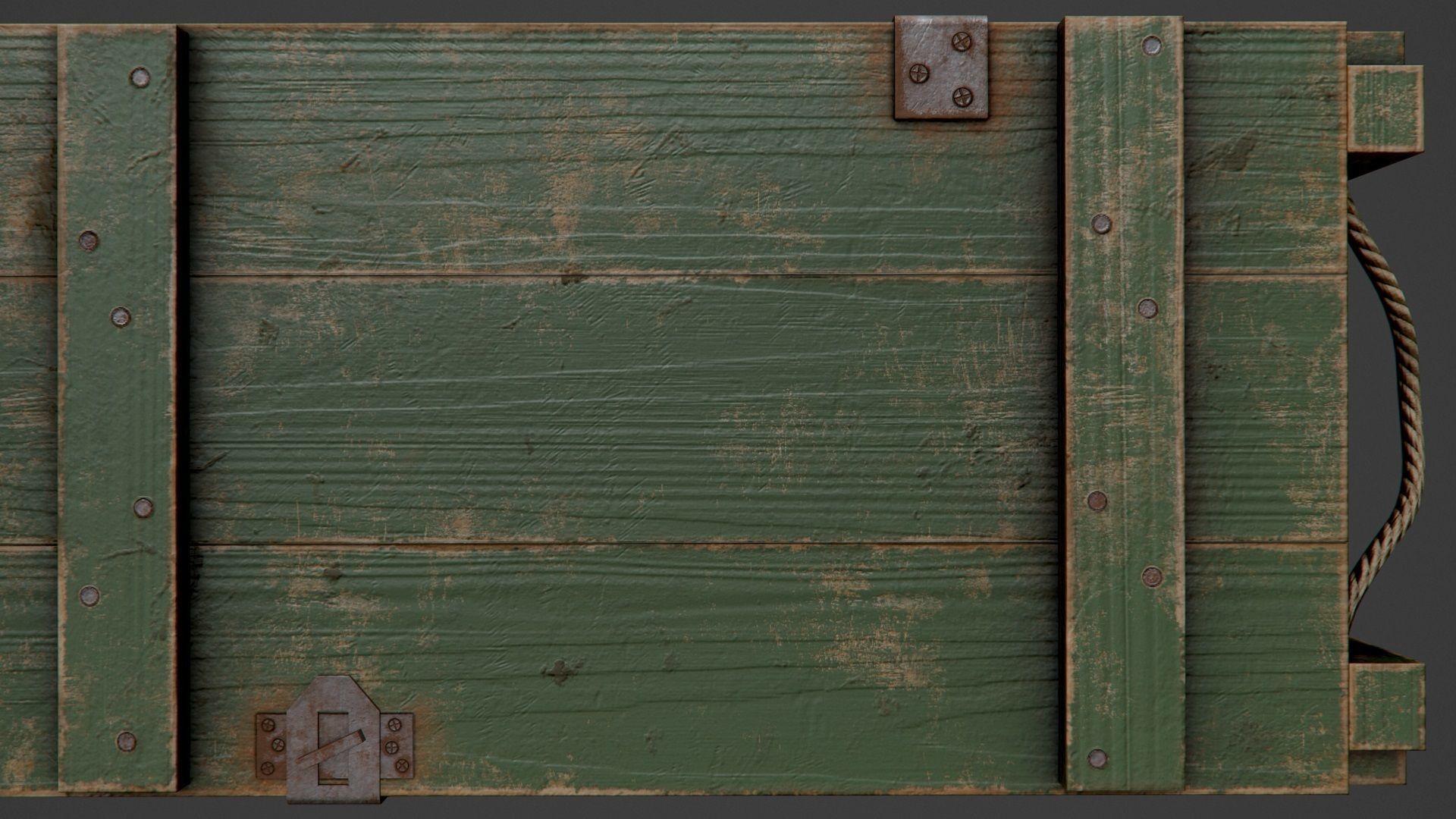Painted Wooden Ammo Box - PBR Game-Ready Low-poly 3D model_7
