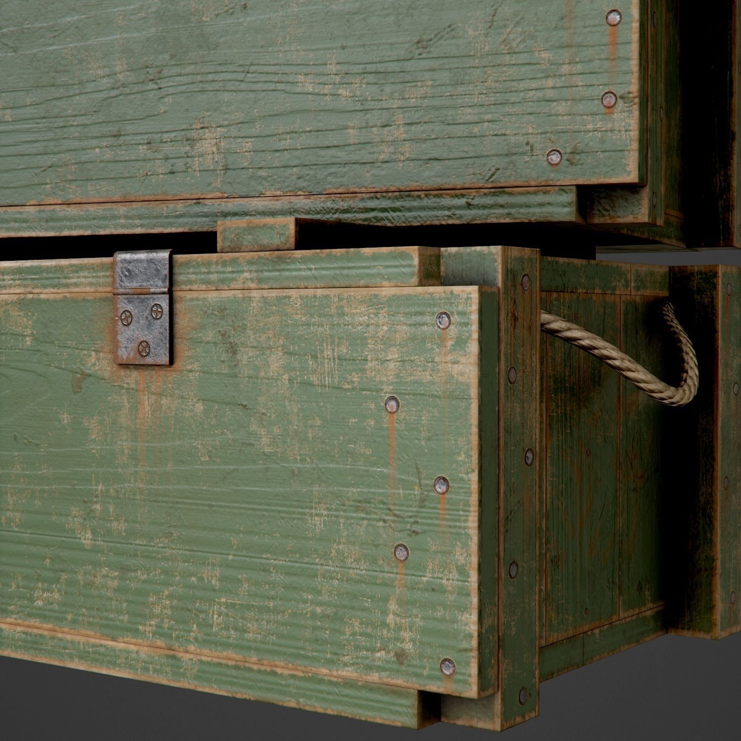 Painted Wooden Ammo Box - PBR Game-Ready Low-poly 3D model_3