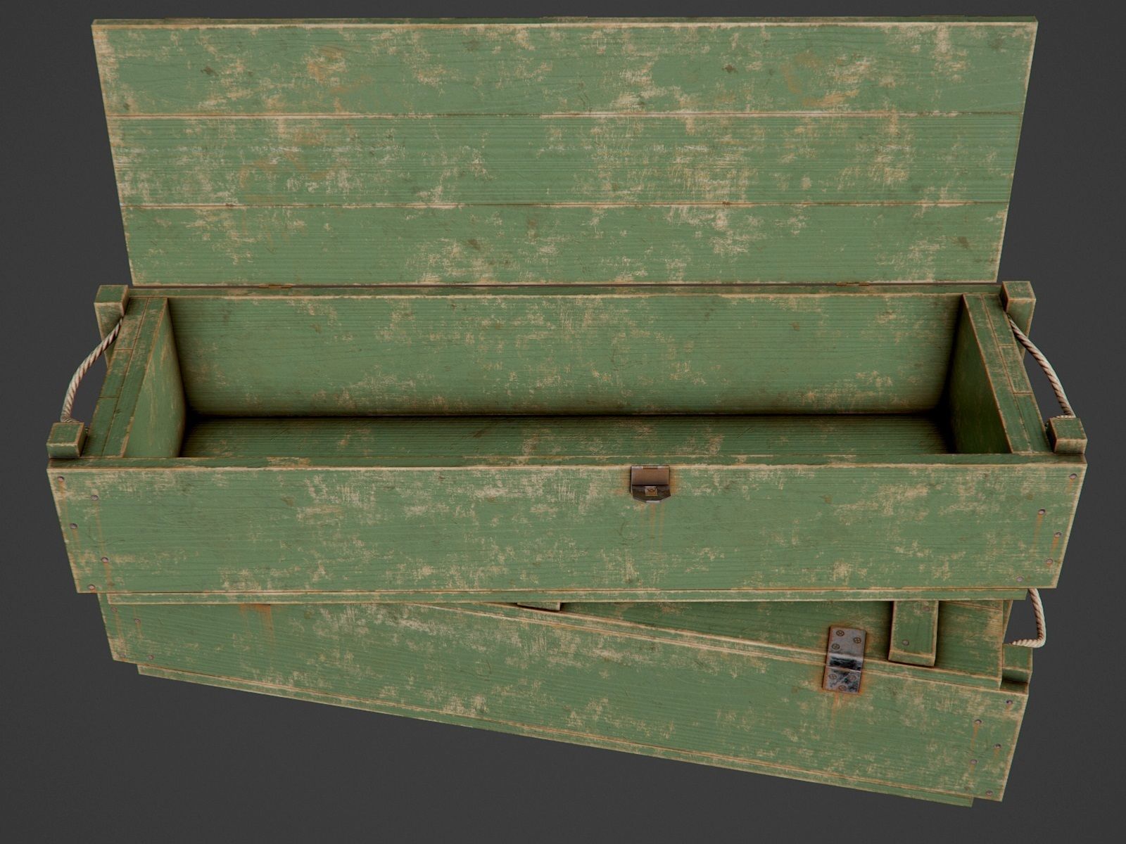 Painted Wooden Ammo Box - PBR Game-Ready Low-poly 3D model_4
