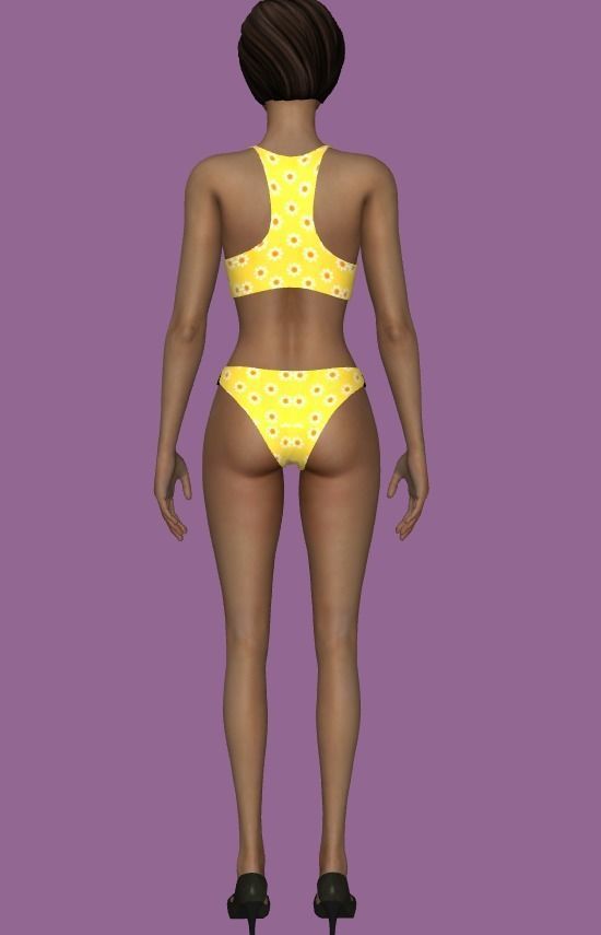 bikini polka dot Low-poly 3D model_1