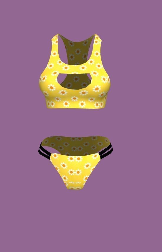 bikini polka dot Low-poly 3D model_2