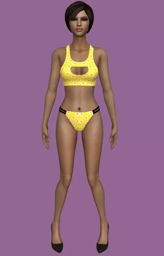 bikini polka dot Low-poly 3D model_0