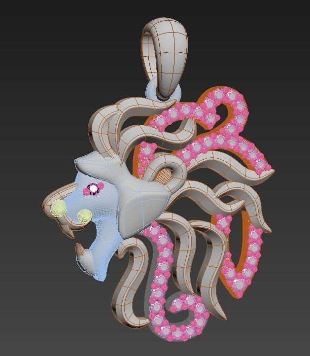 111106 P Lion pendant  3D print model_3