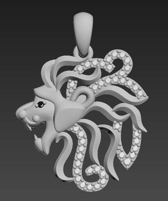 111106 P Lion pendant  3D print model_2