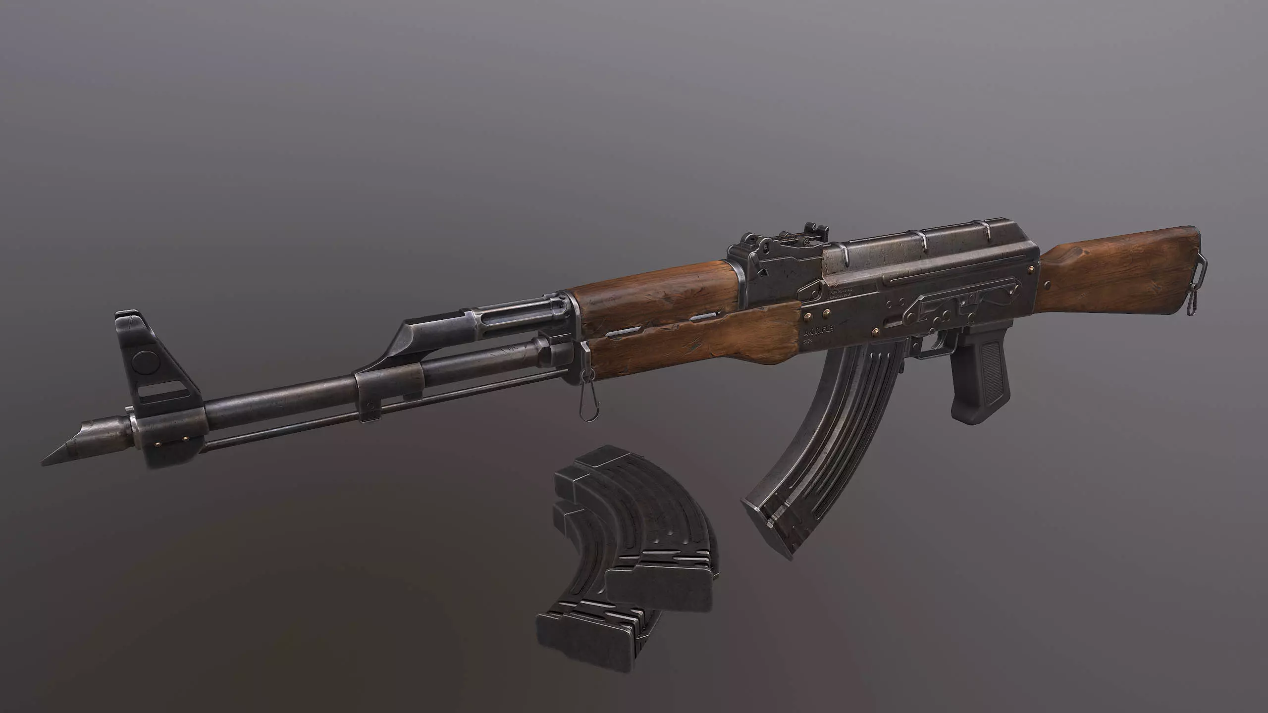 AK rifle Low-poly 3D model_0