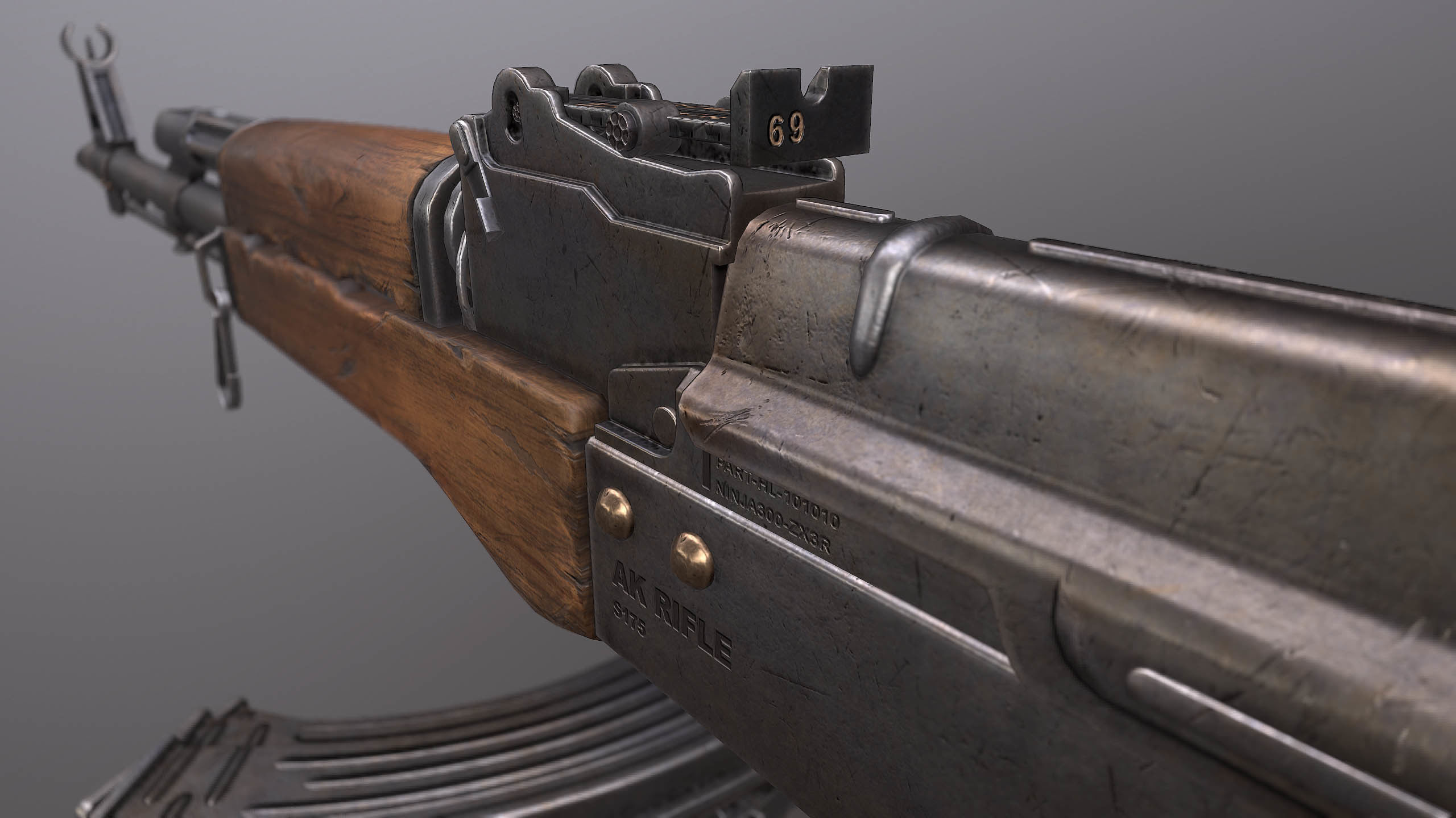 AK rifle Low-poly 3D model_4