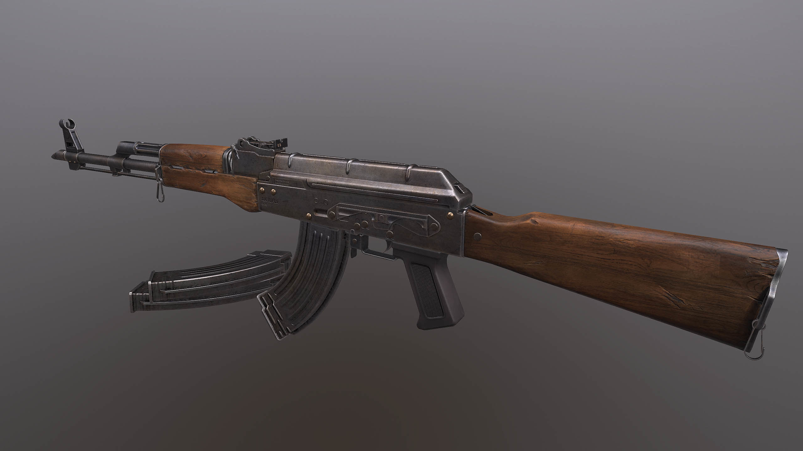 AK rifle Low-poly 3D model_1