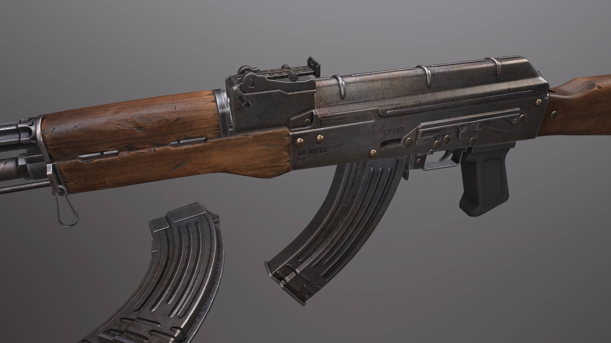 AK rifle Low-poly 3D model_5