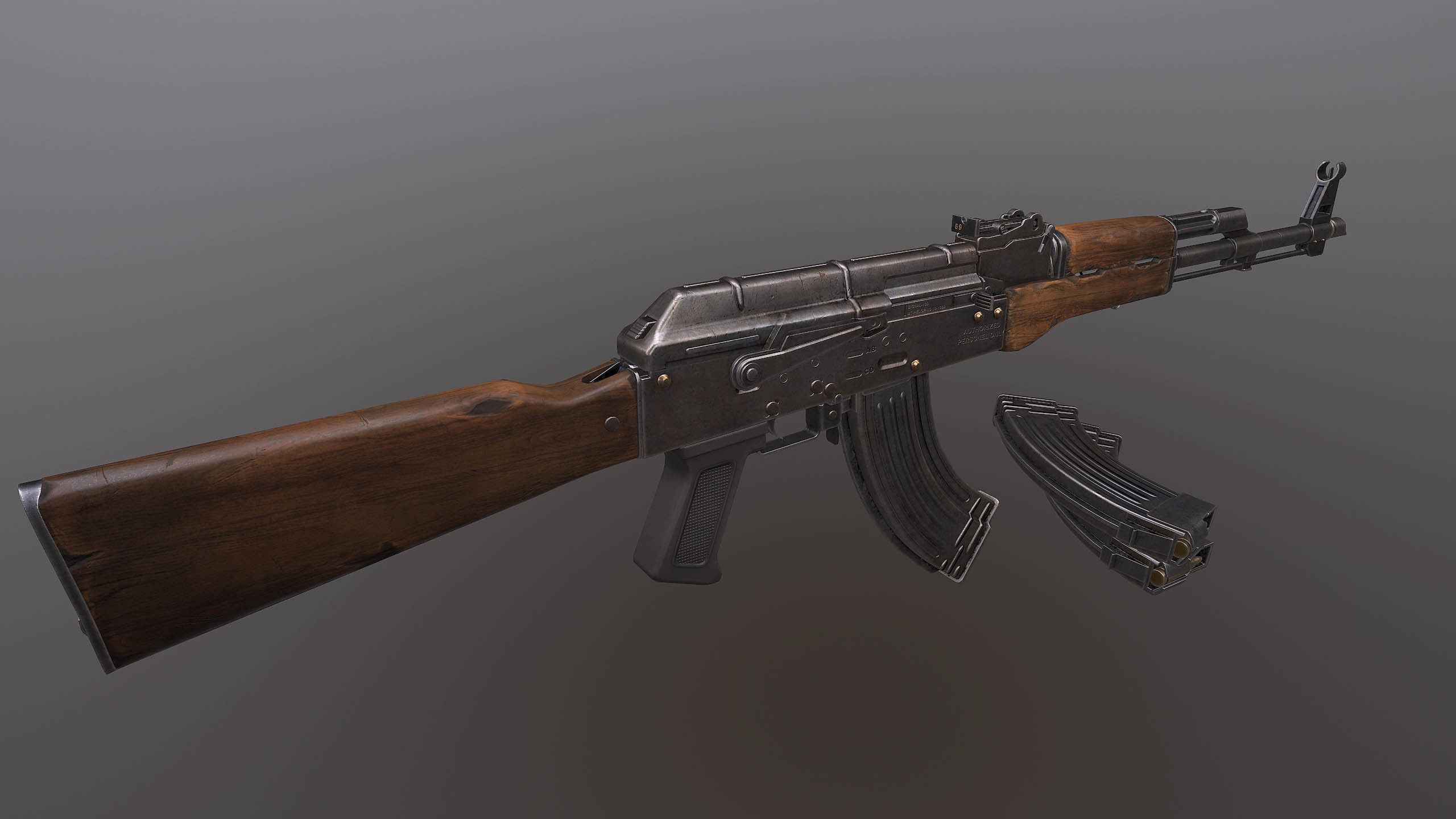AK rifle Low-poly 3D model_2