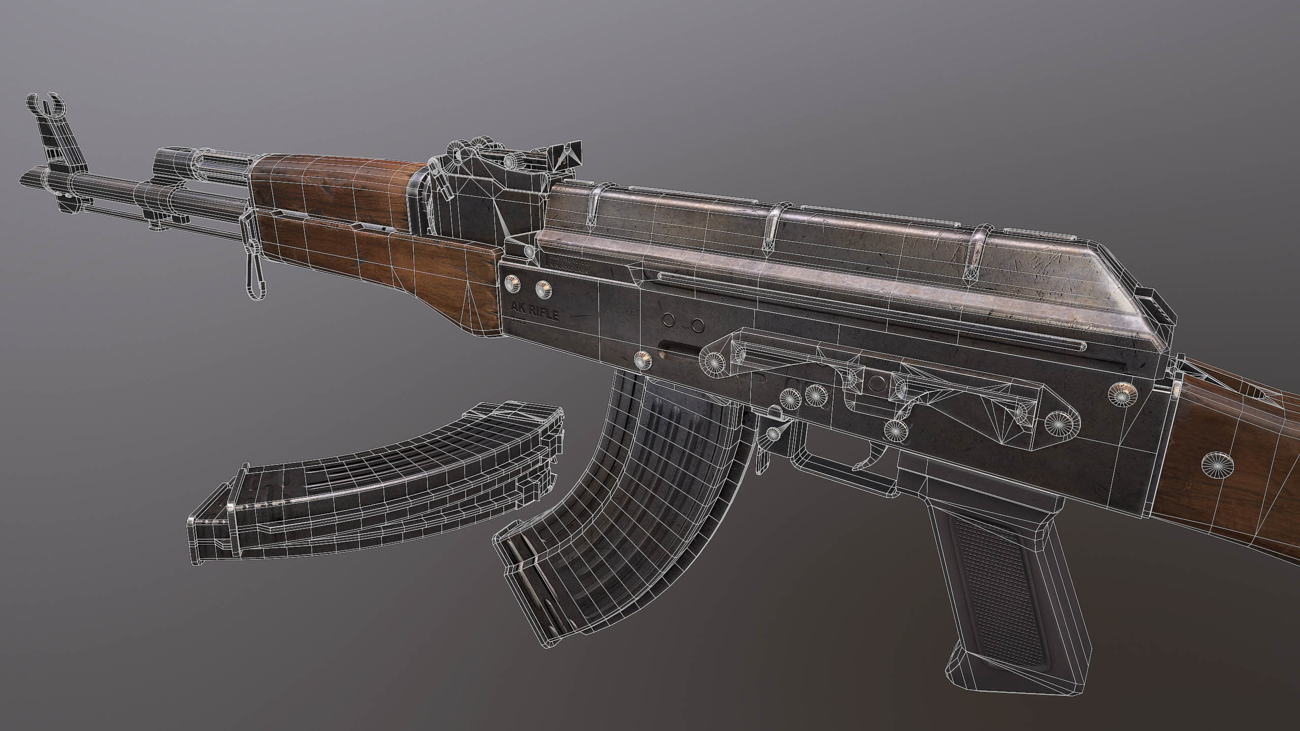 AK rifle Low-poly 3D model_7