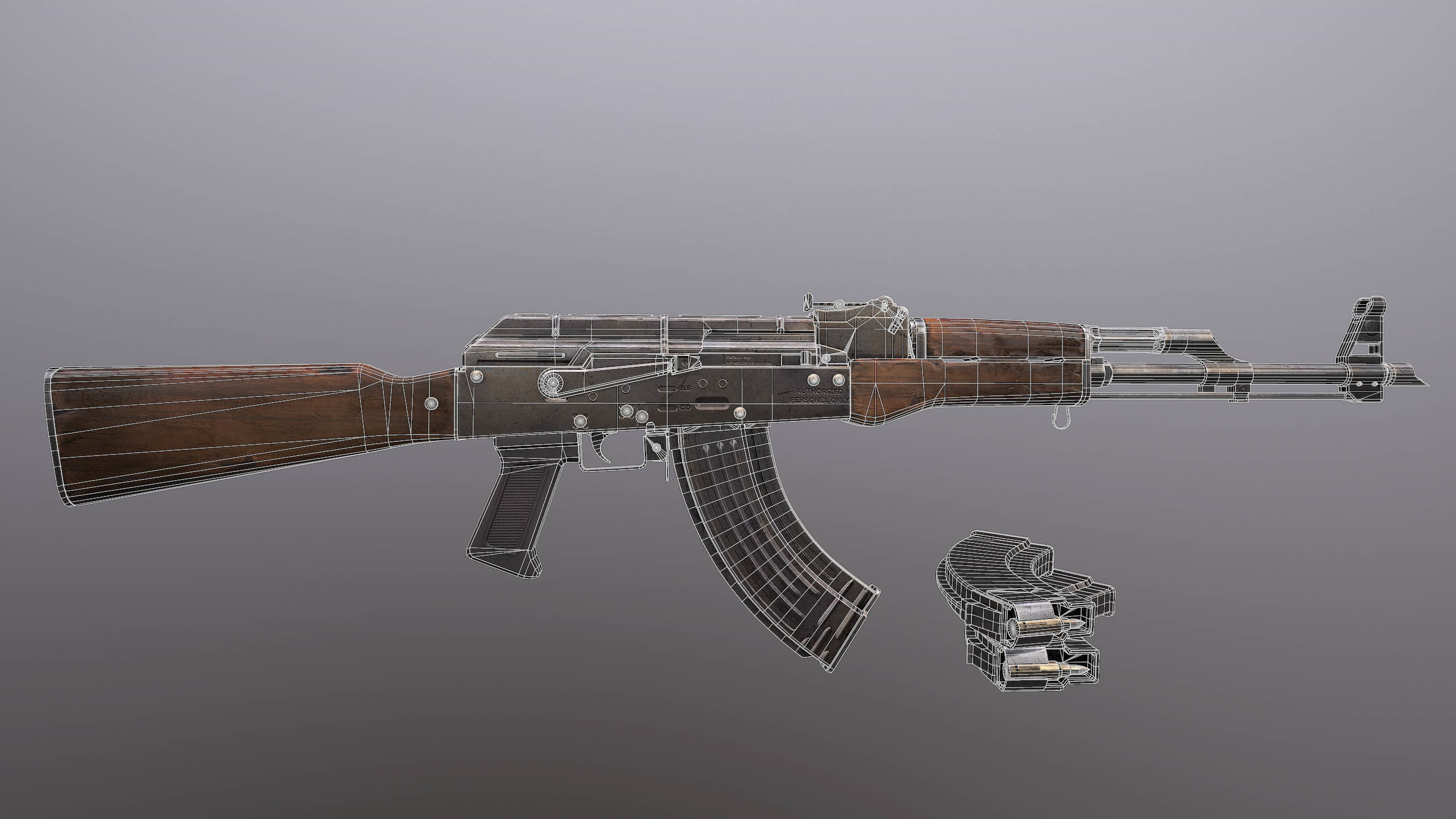 AK rifle Low-poly 3D model_6