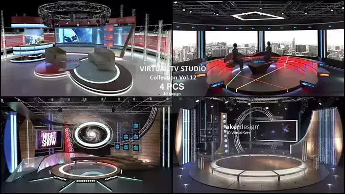 Virtual TV Studio Sets - Collection Vol 12 - 4 PCS DESIGN