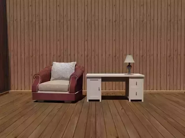 Chair-Table-Lamp Set desk and chair - sims furniture