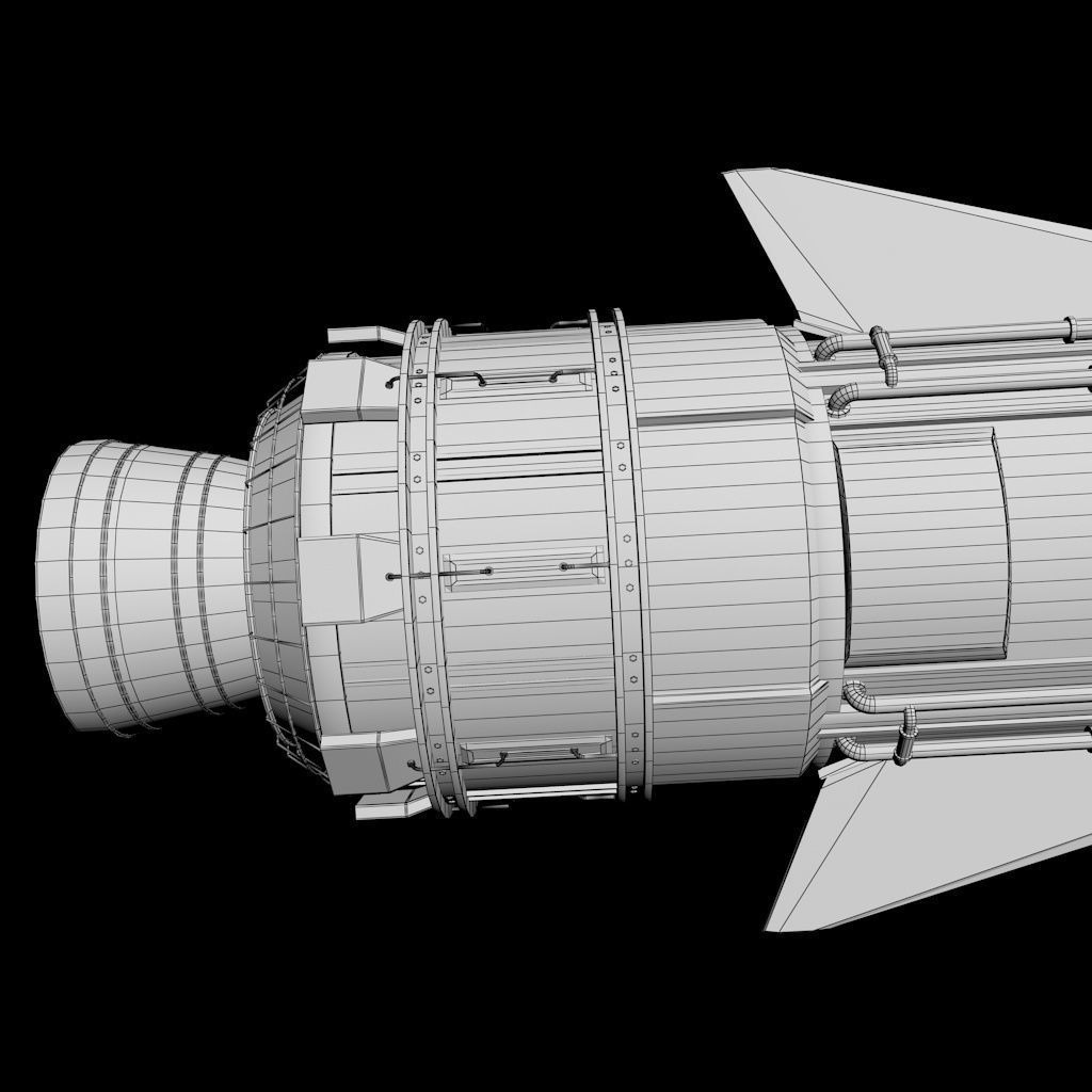 Space sci-fi rocket ship small 3D model_18