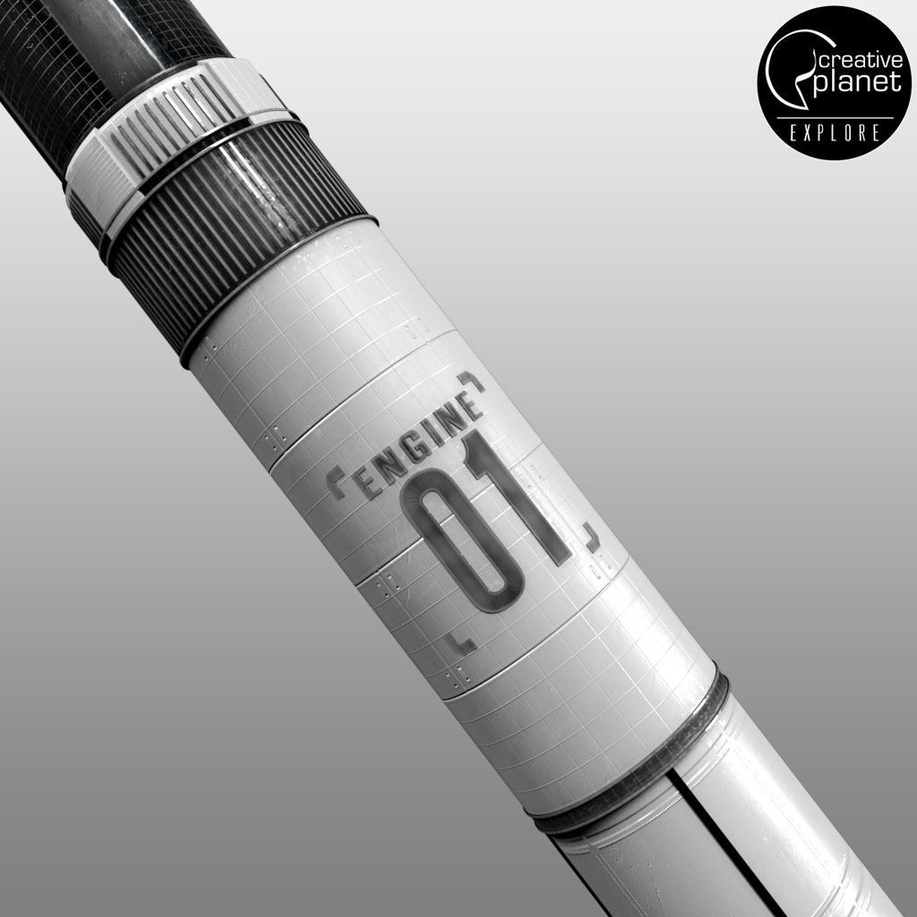 Space sci-fi rocket ship small 3D model_10