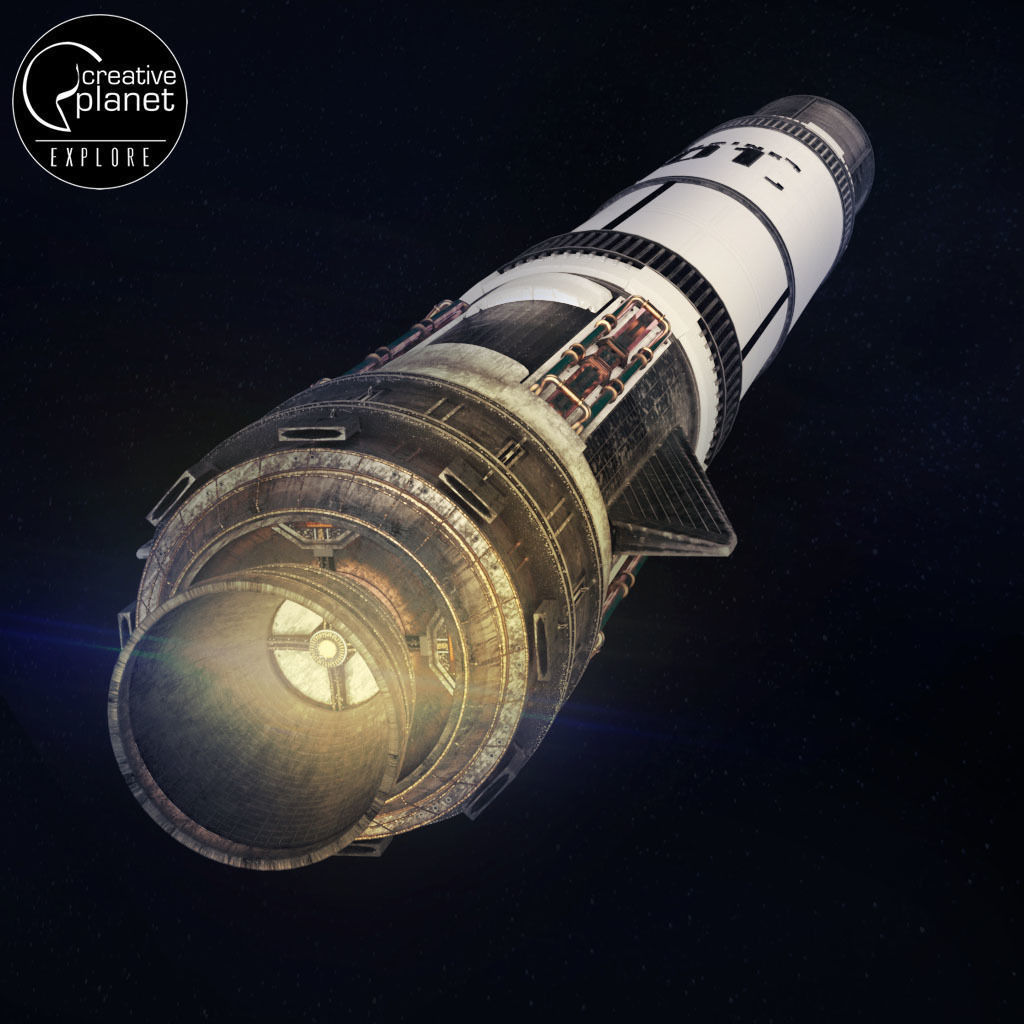 Space sci-fi rocket ship small 3D model_8
