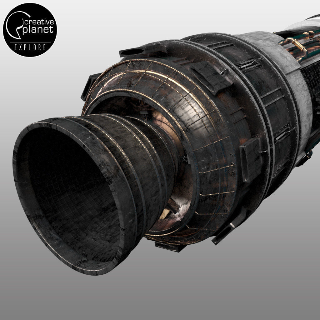 Space sci-fi rocket ship small 3D model_3