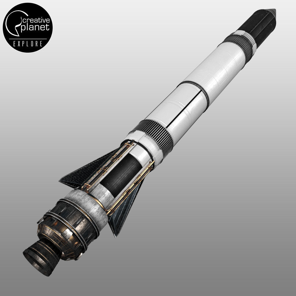 Space sci-fi rocket ship small 3D model_4