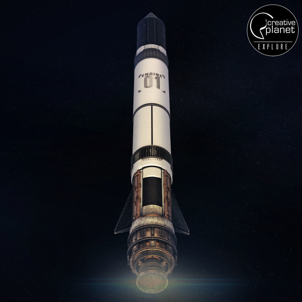 Space sci-fi rocket ship small 3D model_1