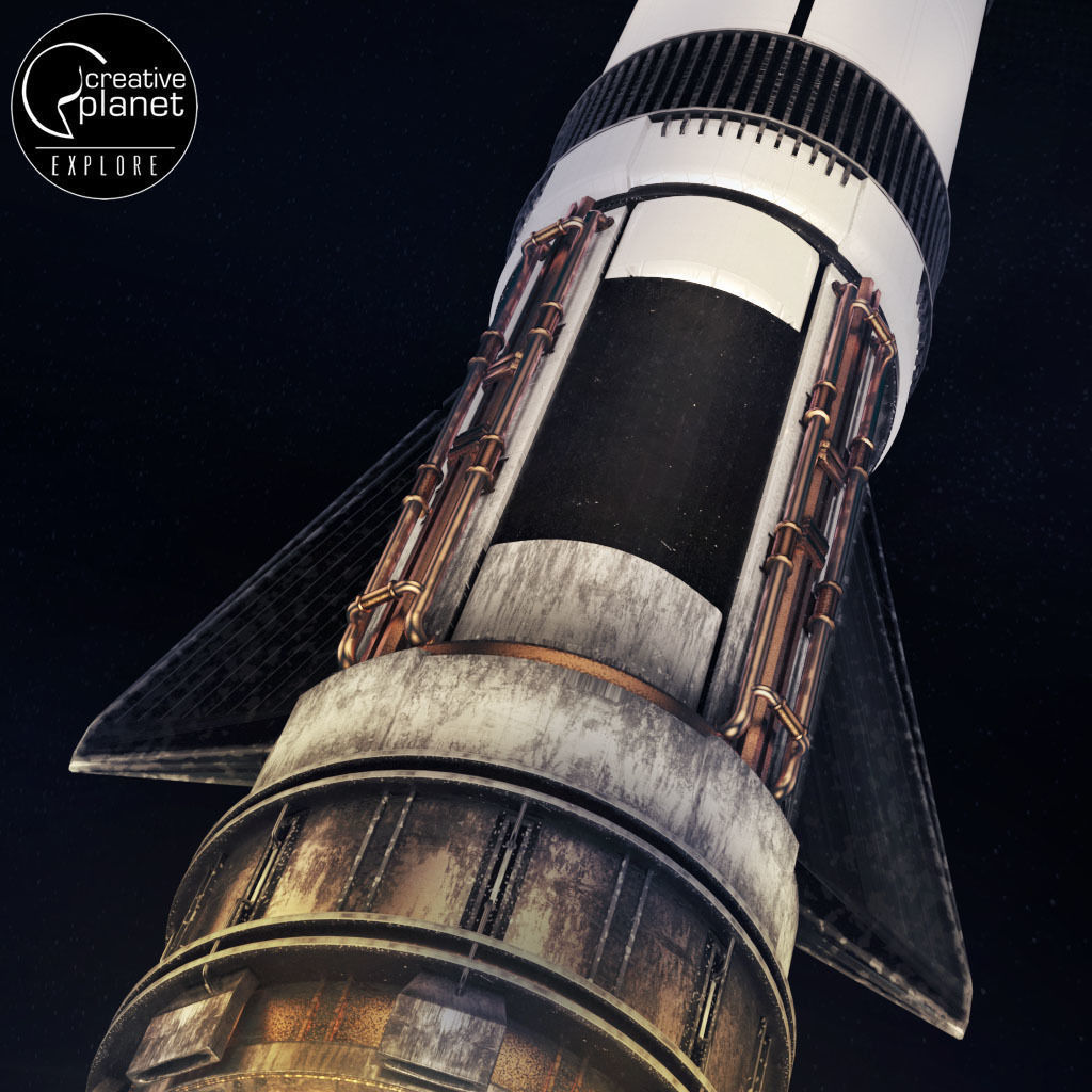 Space sci-fi rocket ship small 3D model_12