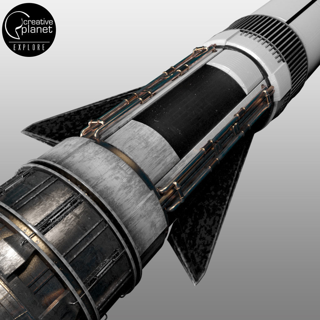 Space sci-fi rocket ship small 3D model_6