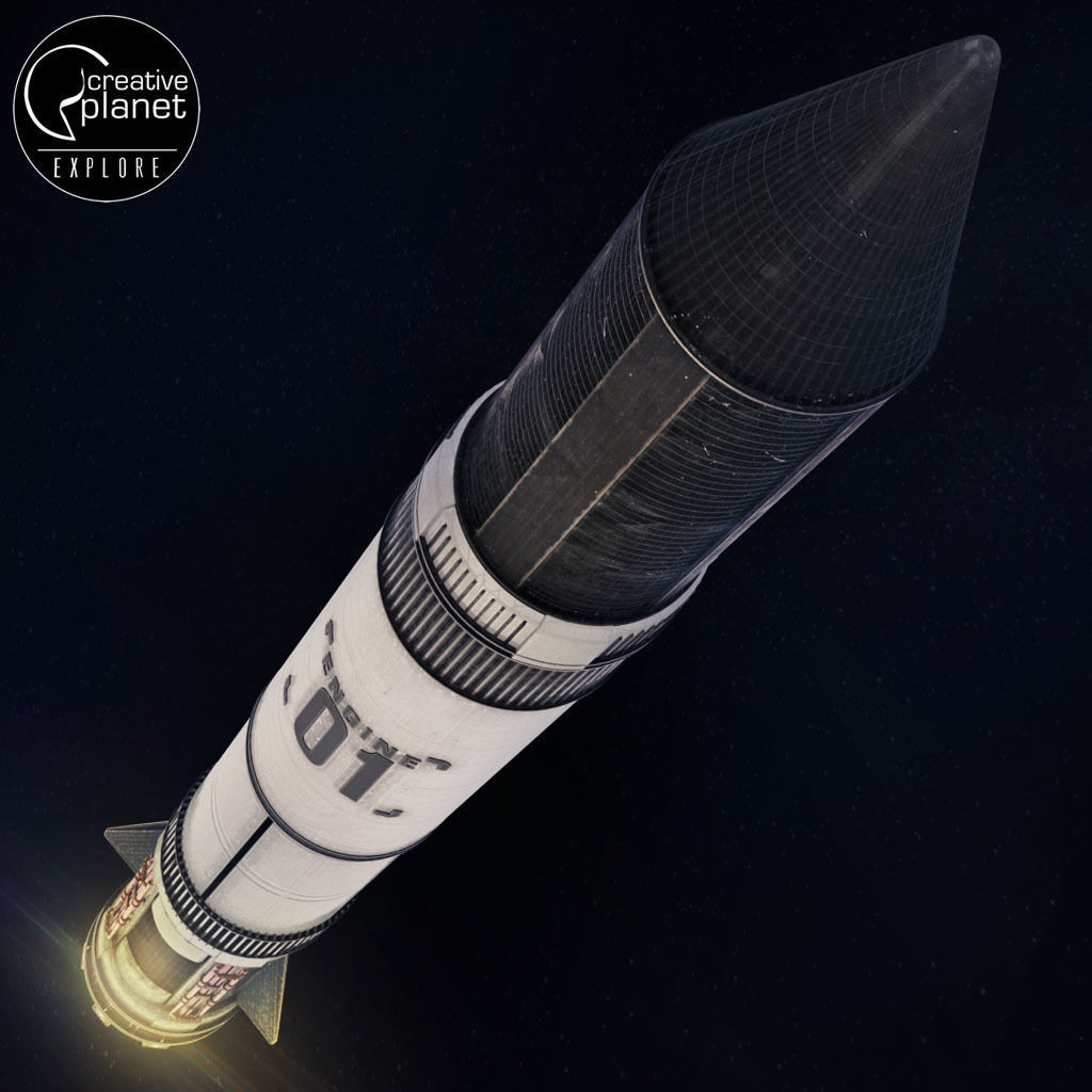 Space sci-fi rocket ship small 3D model_2