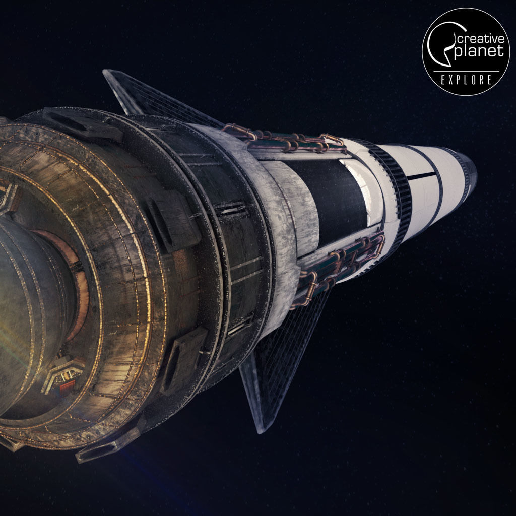 Space sci-fi rocket ship small 3D model_7