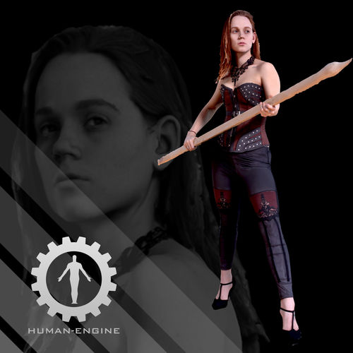 Female Scan - Helga 001 Holding a Stick Low-poly 3D model