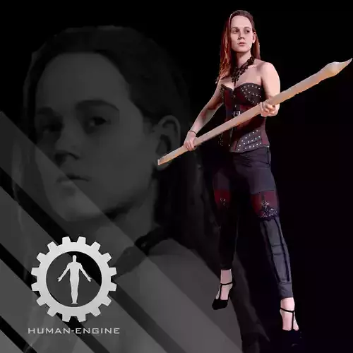 Female Scan - Helga 001 Holding a Stick