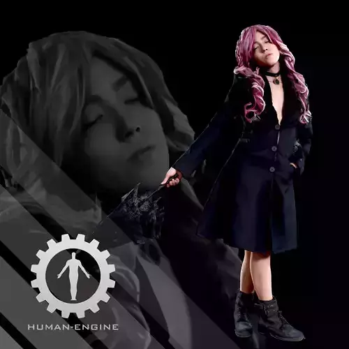 Female Scan - Goth Cathy Holding an Umbrella 