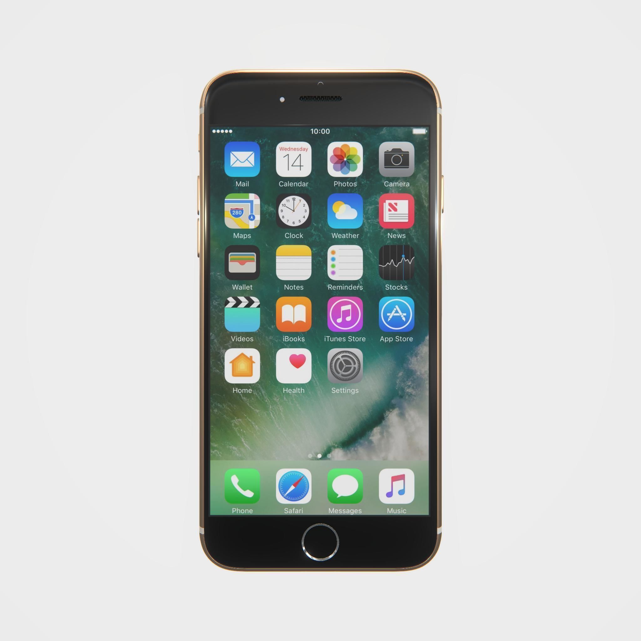 Highly detailed Iphone7 Gold PBR 3D model_1