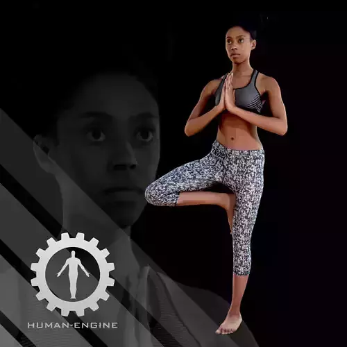 Female Scan - Sabrina Yoga Tree Pose Low-poly 3D model
