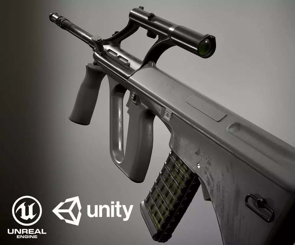 Steyr Aug PBR Low-poly 3D model_0