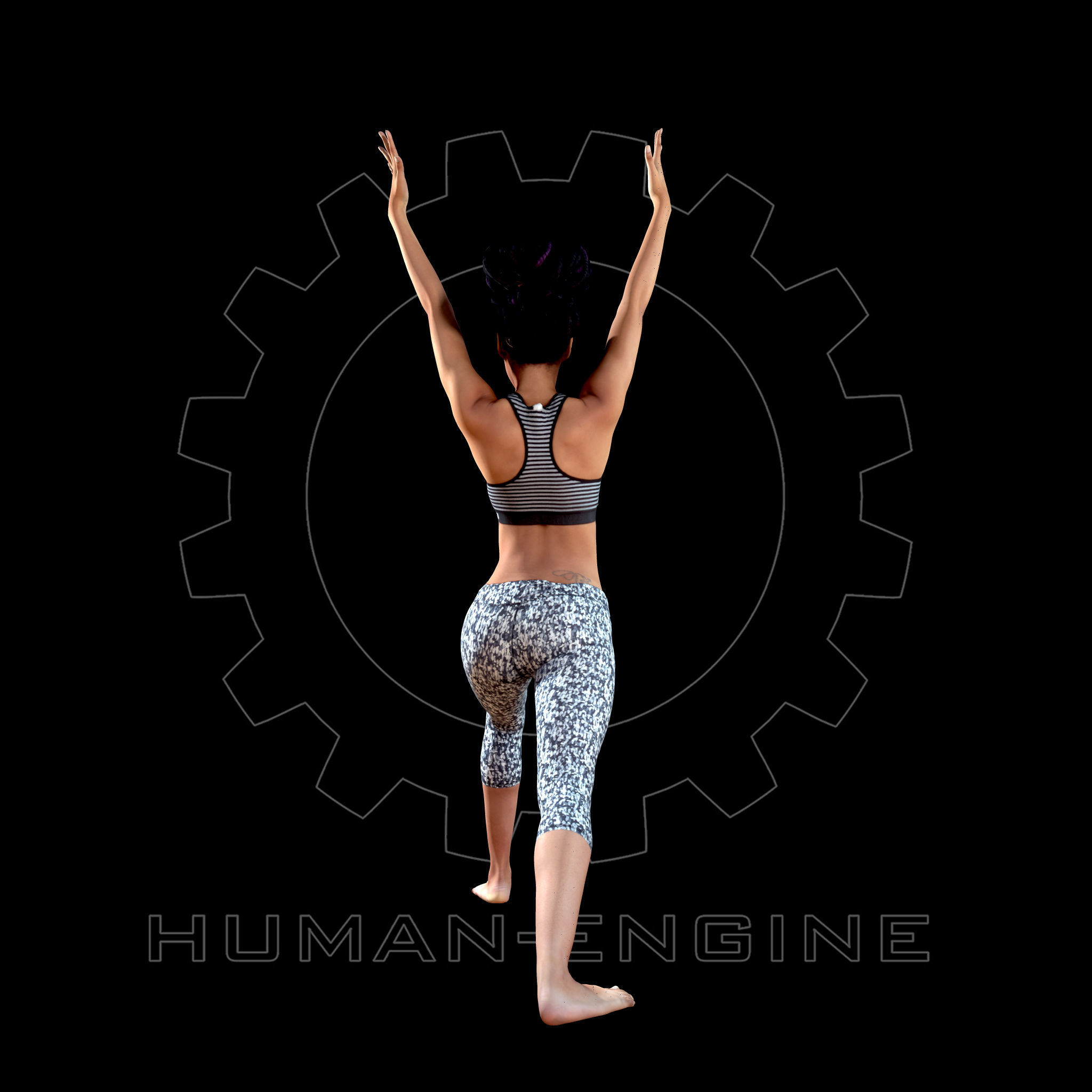 Female Scan - Sabrina Yoga Animation 3D model_3