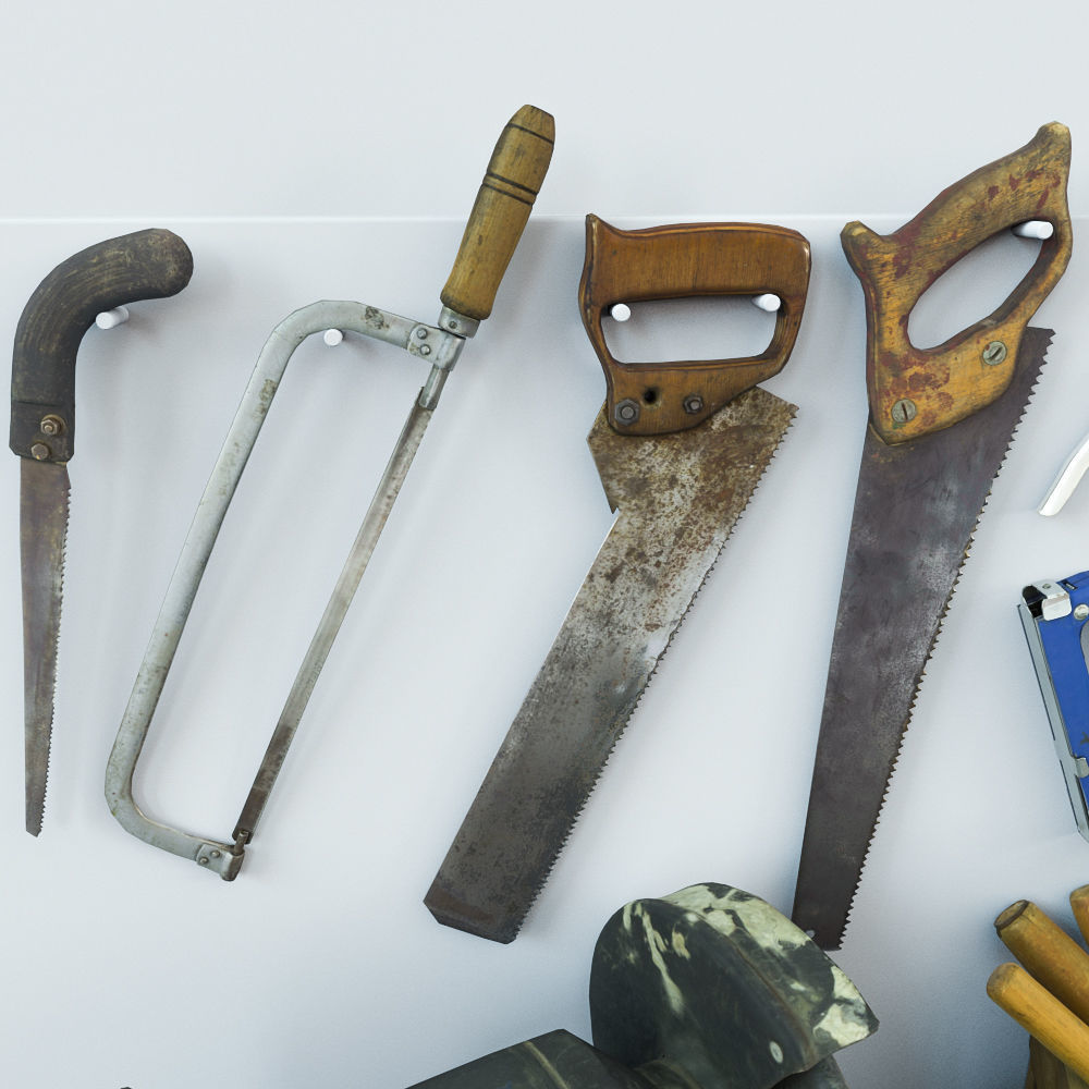 Collection old tools PBR 3D model_13