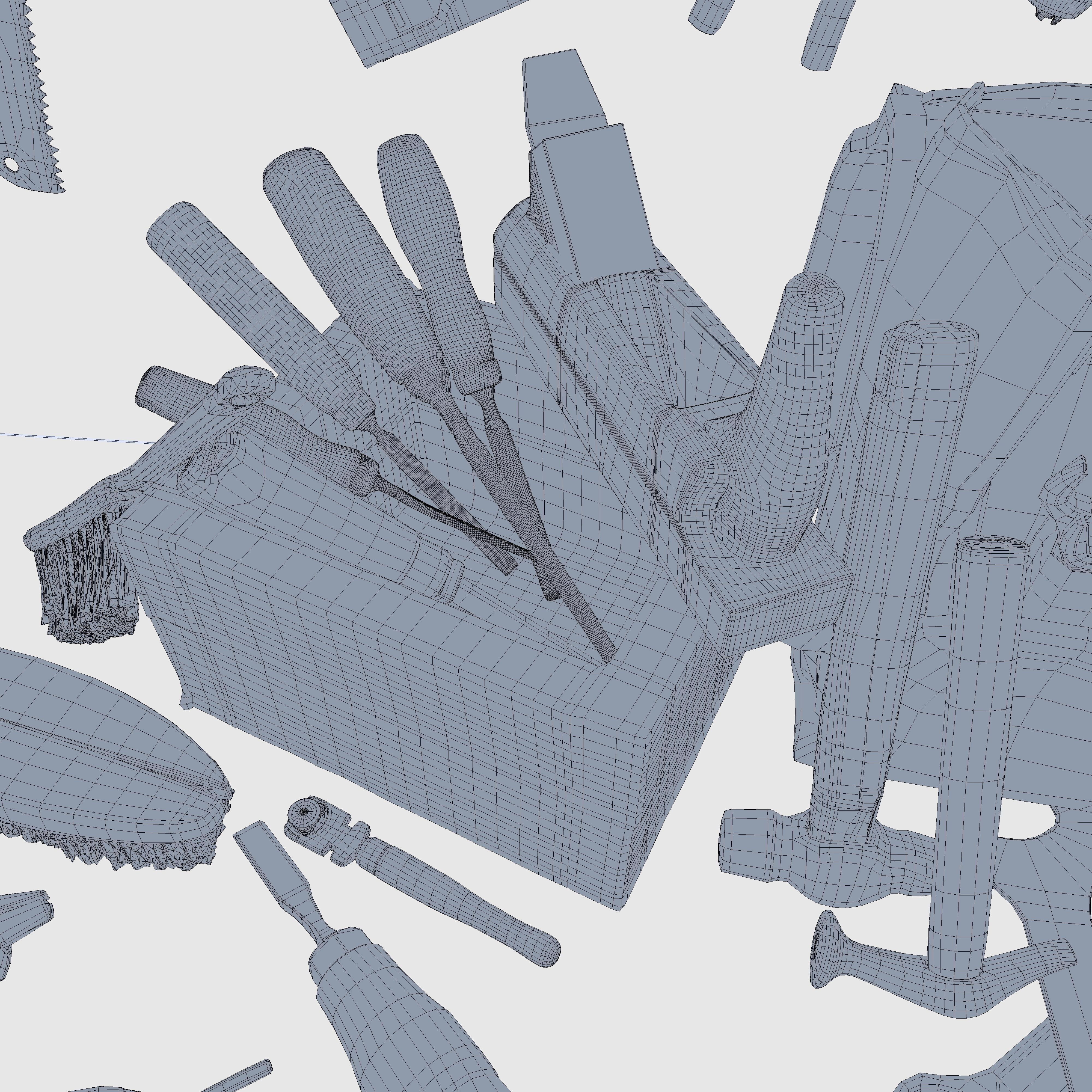 Collection old tools PBR 3D model_6