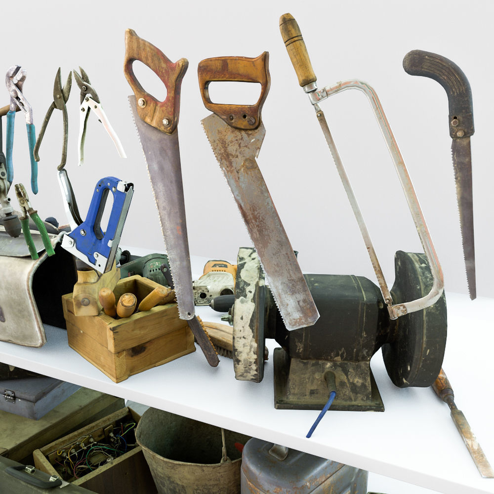 Collection old tools PBR 3D model_15