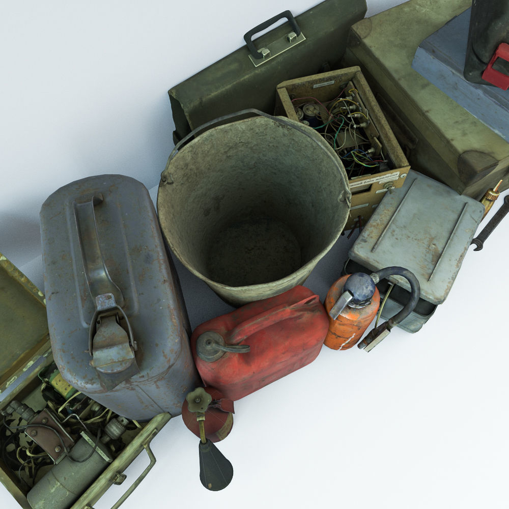 Collection old tools PBR 3D model_7