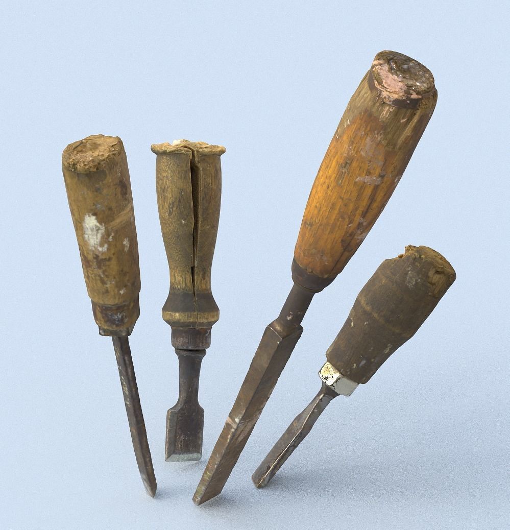 Collection old tools PBR 3D model_36