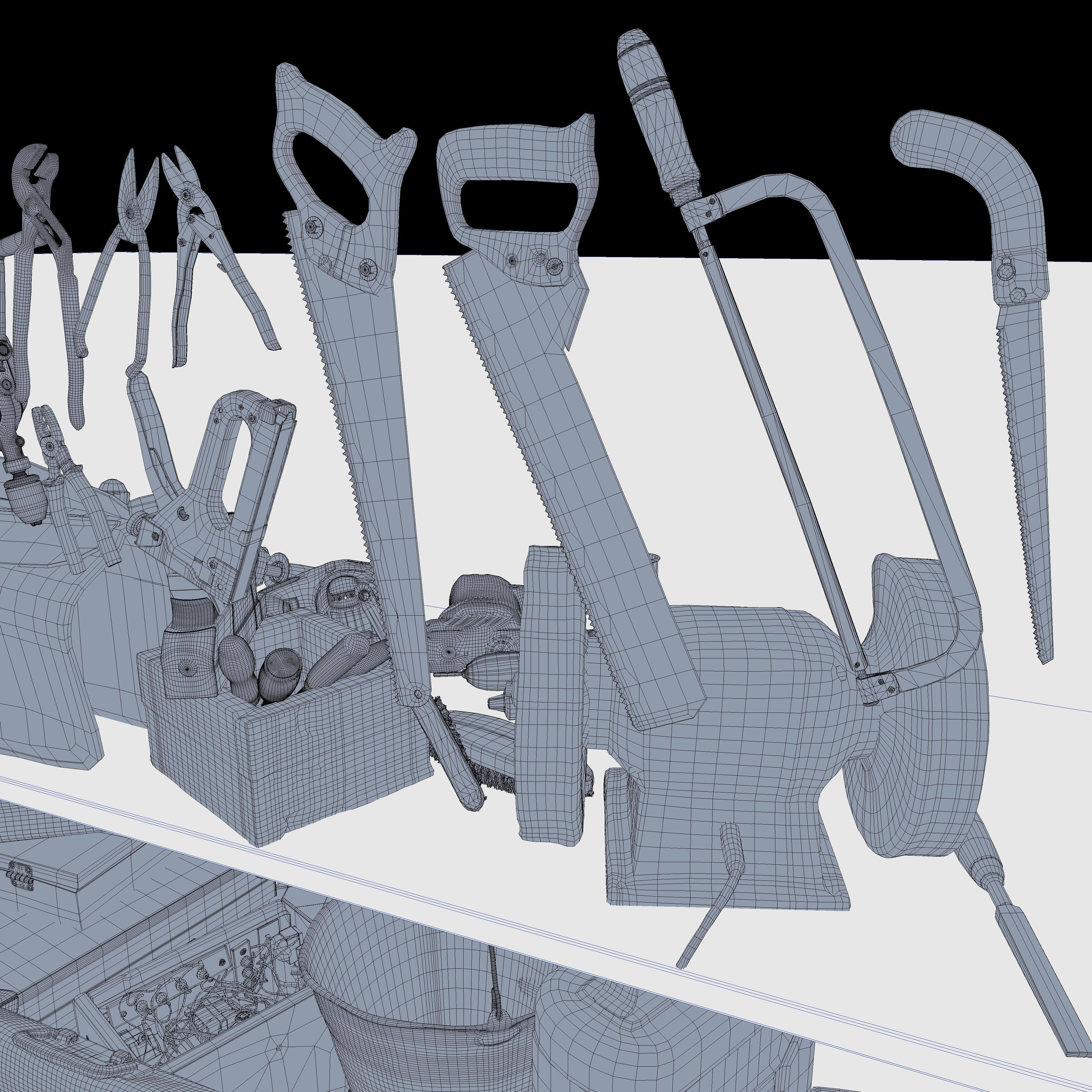 Collection old tools PBR 3D model_16