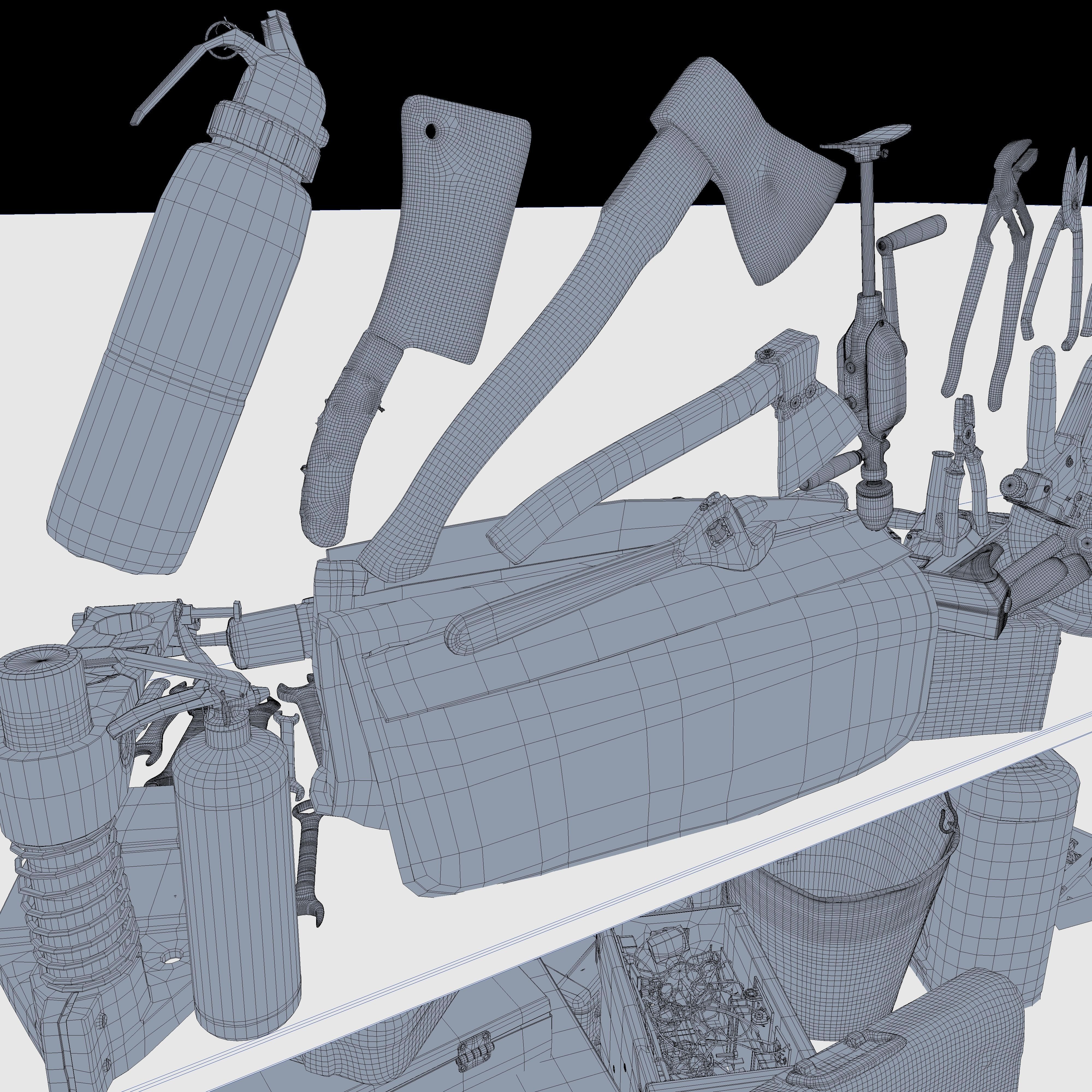 Collection old tools PBR 3D model_10