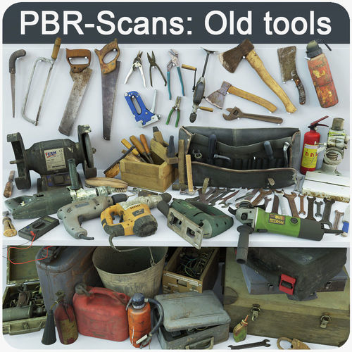 Collection old tools PBR 3D model