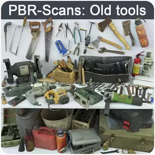 Collection old tools PBR 3D model