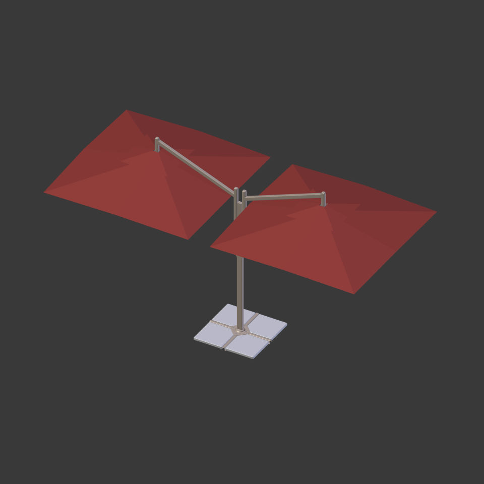 Double Patio Umbrella Low-poly 3D model_9