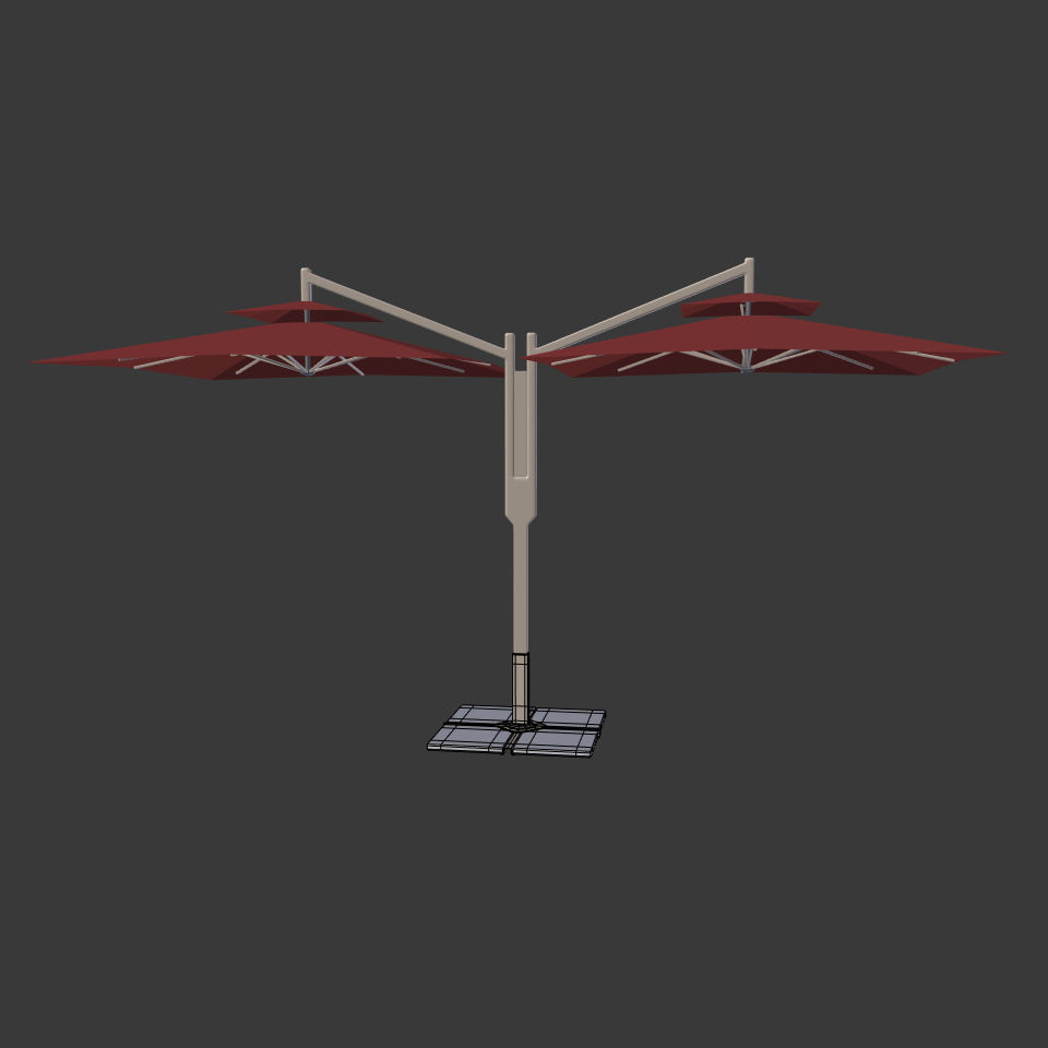 Double Patio Umbrella Low-poly 3D model_6
