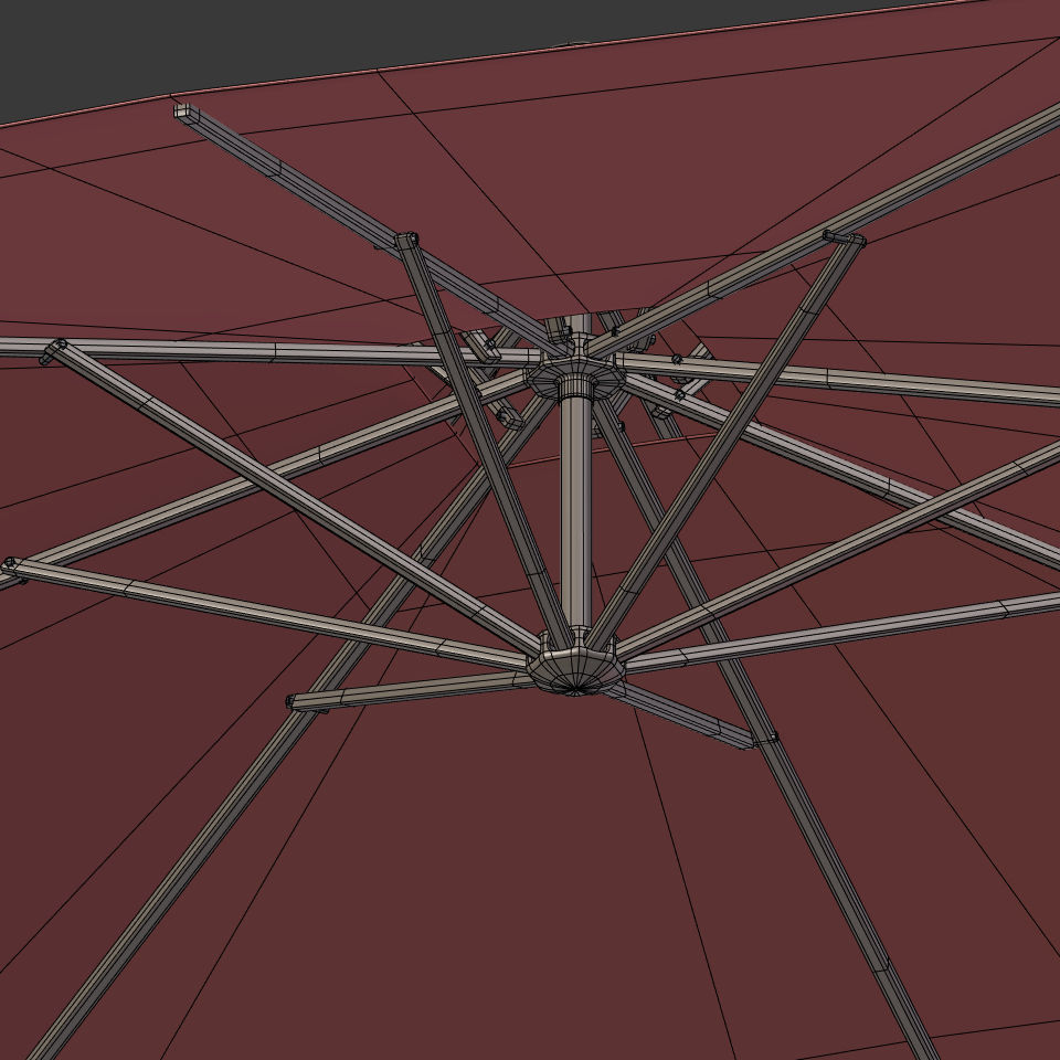 Double Patio Umbrella Low-poly 3D model_16