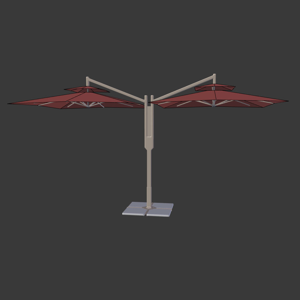 Double Patio Umbrella Low-poly 3D model_4