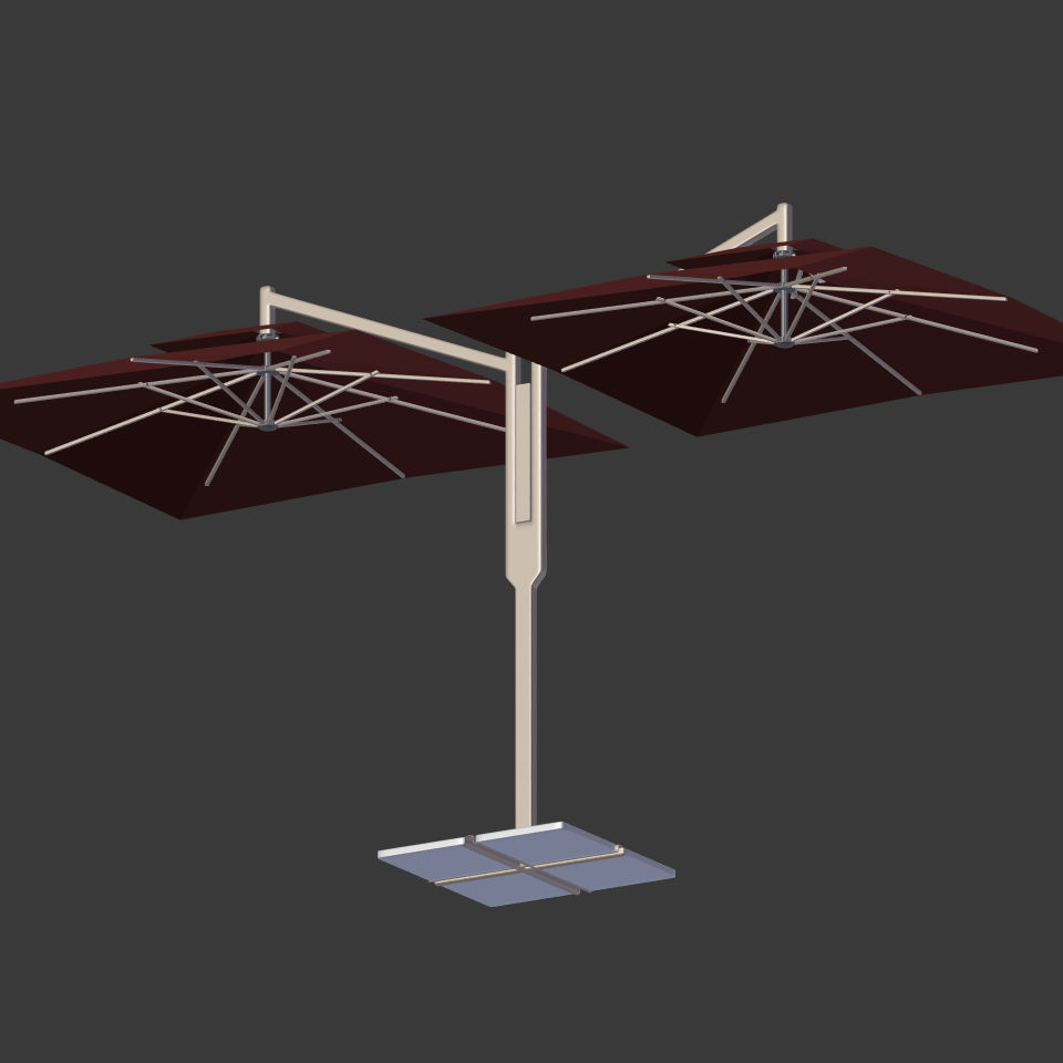 Double Patio Umbrella Low-poly 3D model_8