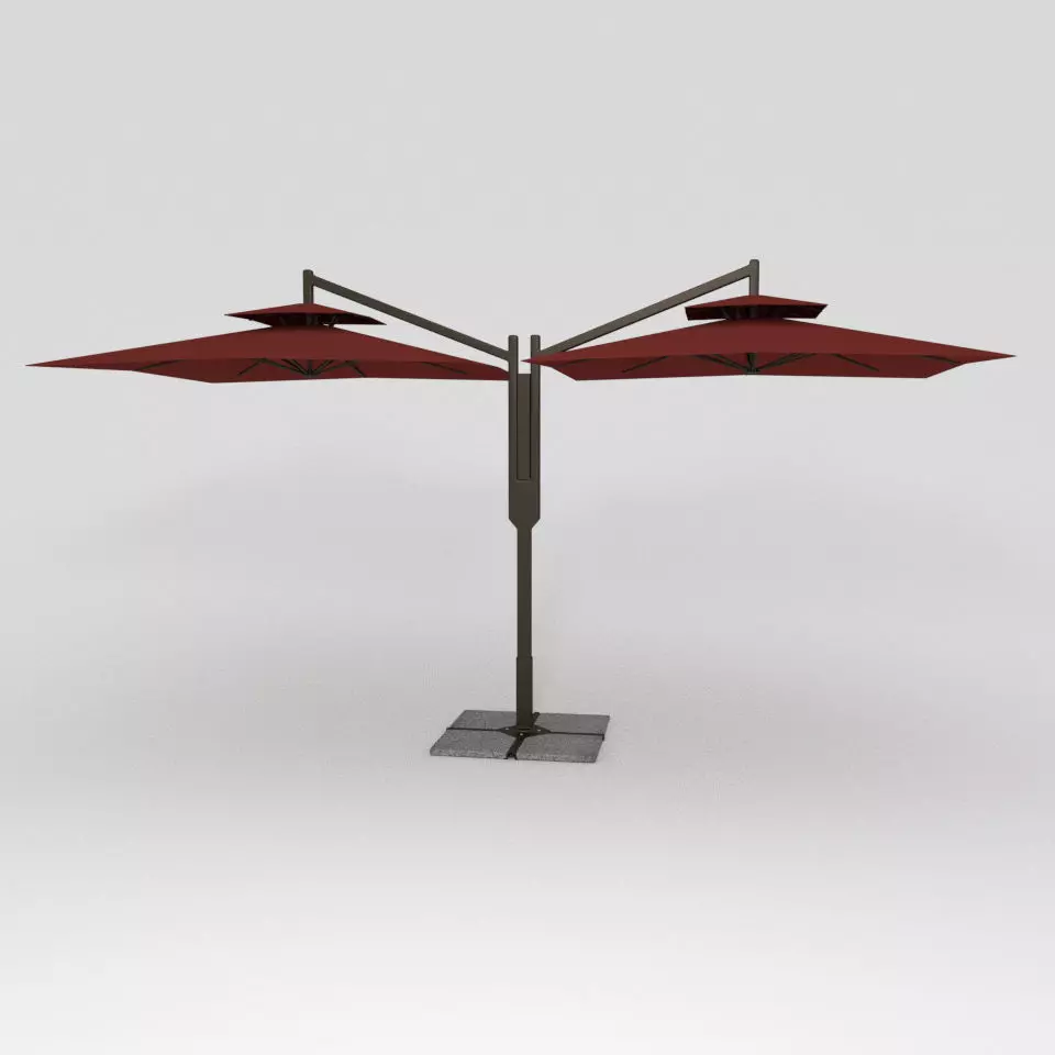 Double Patio Umbrella Low-poly 3D model_0